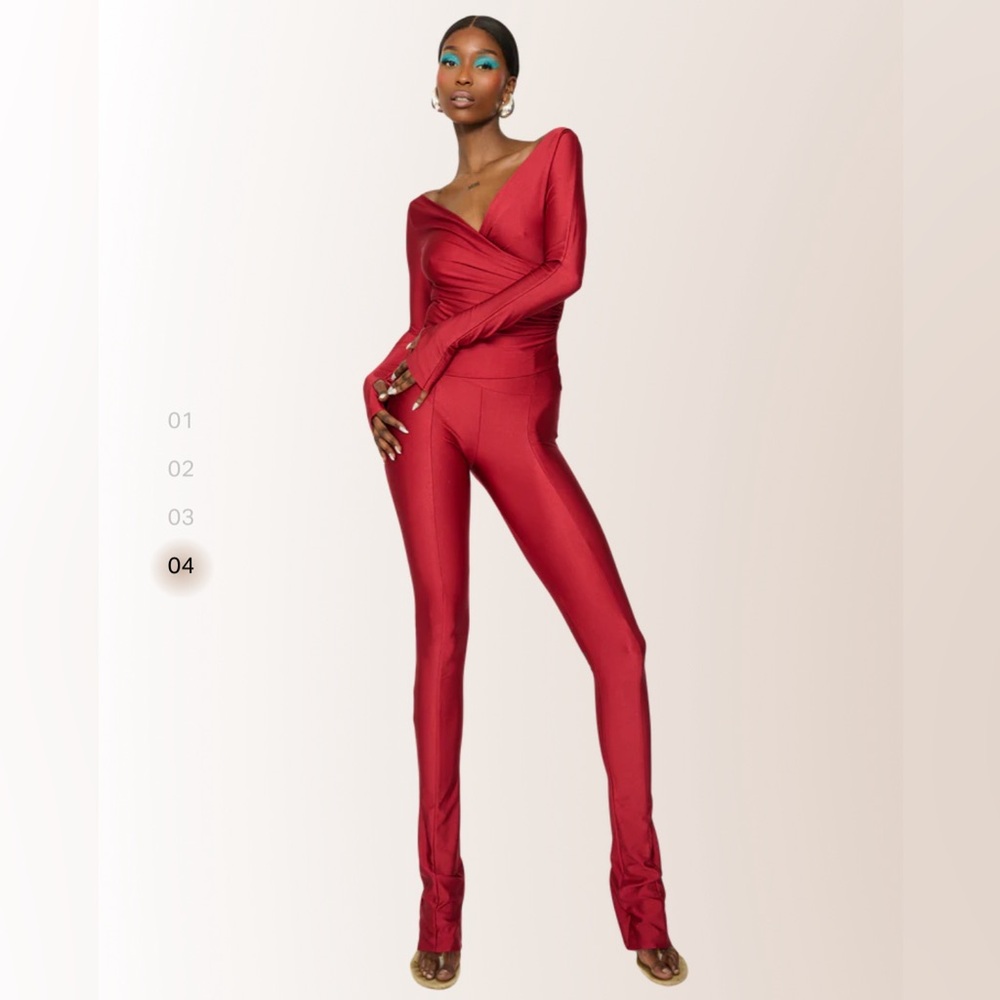 Red Form-Fitting One-Shoulder Jumpsuit - Women